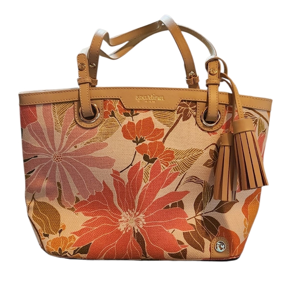 Spartina 449 Floral Tote in Coral, Pink & Tan